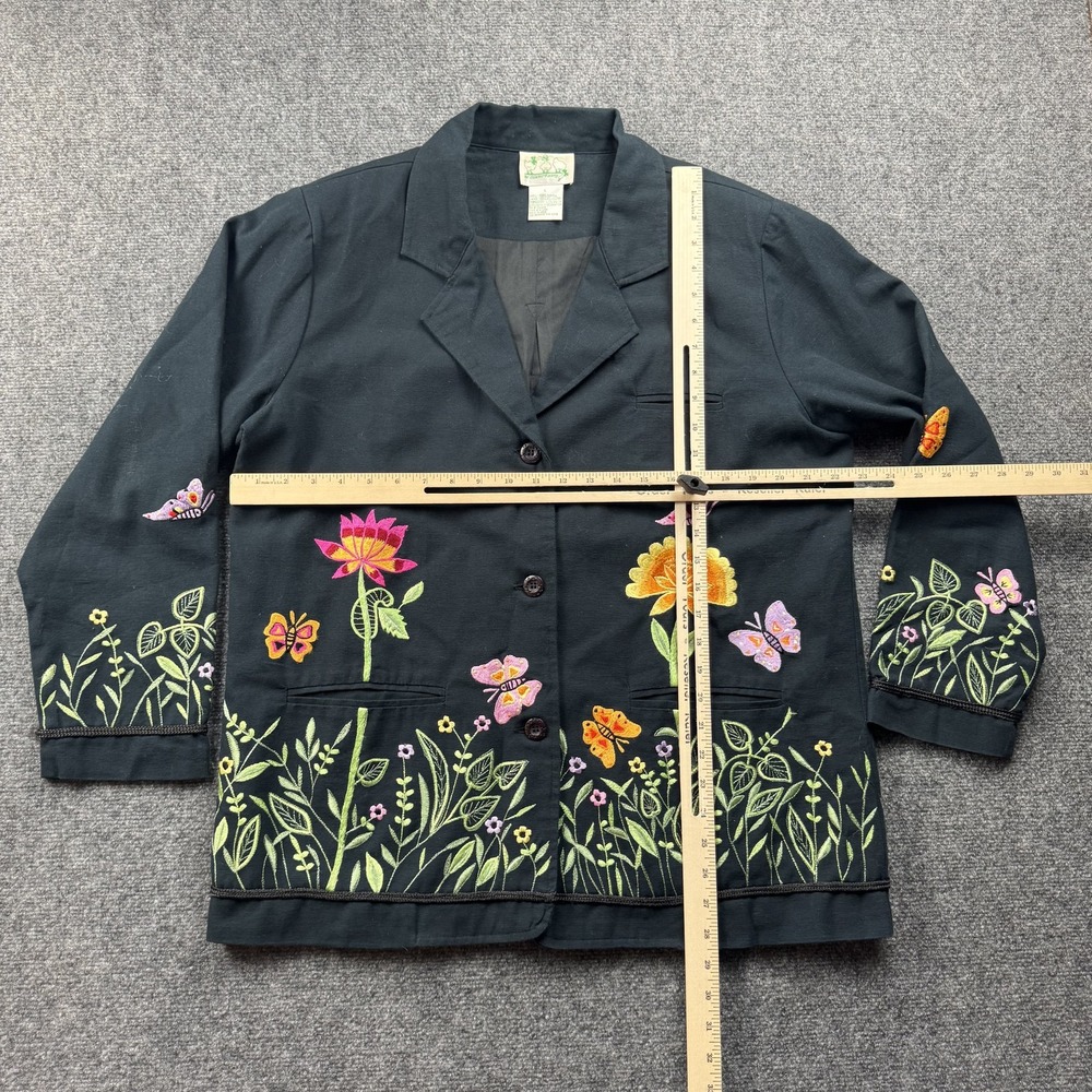Quacker Factory Jacket Womens Large Floral Butterfly Embroidered Boho‎ Garden - Picture 5 of 9